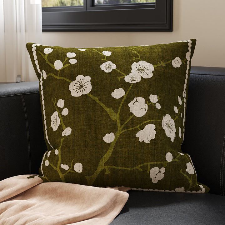 Botanical Microfiber Suede Throw Pillow Cover with Hidden Zipper