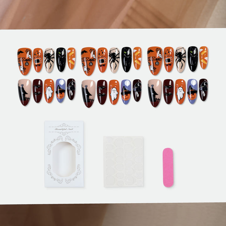 Kunstnagelset mit gruseligen Halloween-Motiven Karnz