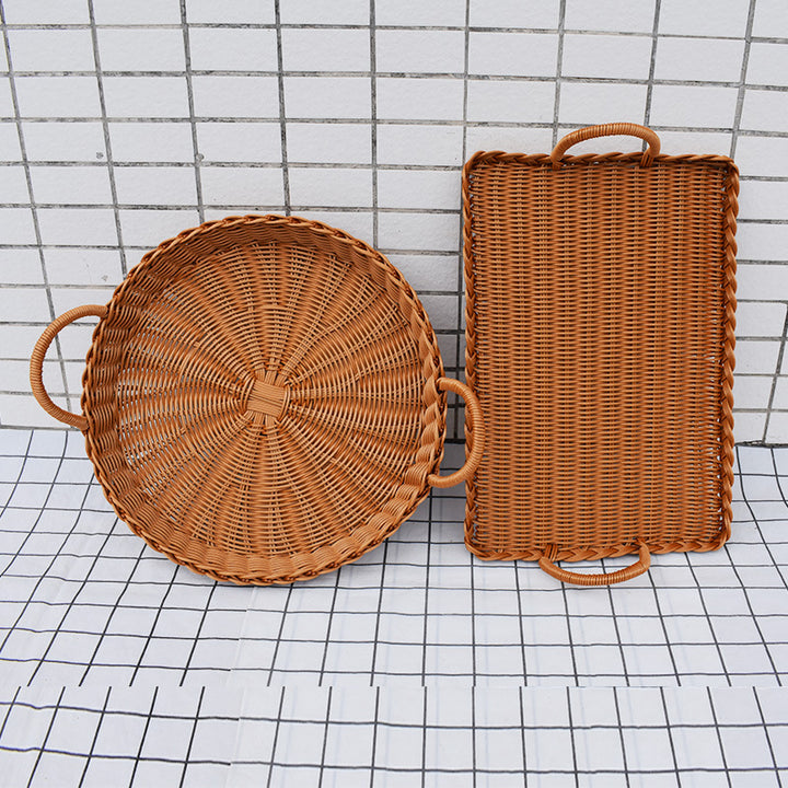 Handgefertigtes Geflochtenes Serviertablett Set Karnz