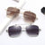 Damen modische geschwungene Brille mit schmalem Metallrahmen Karnz