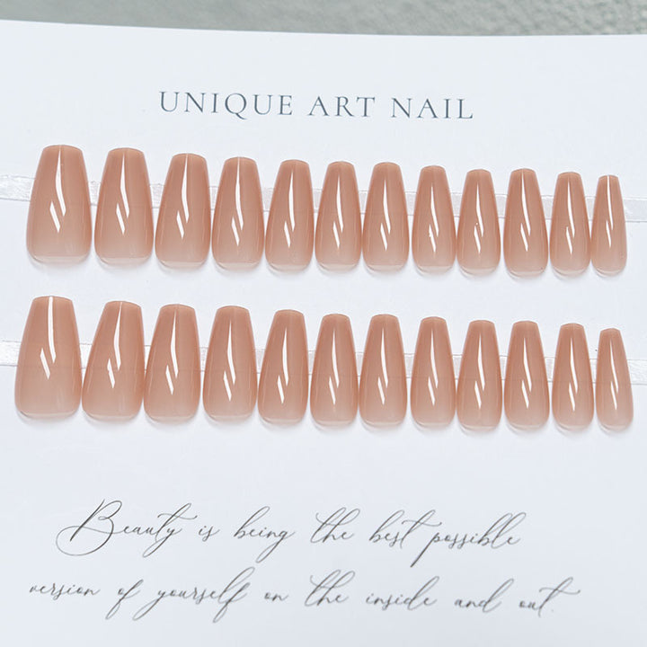 Natürliche Glossy Lange Coffin Press-On Nägel