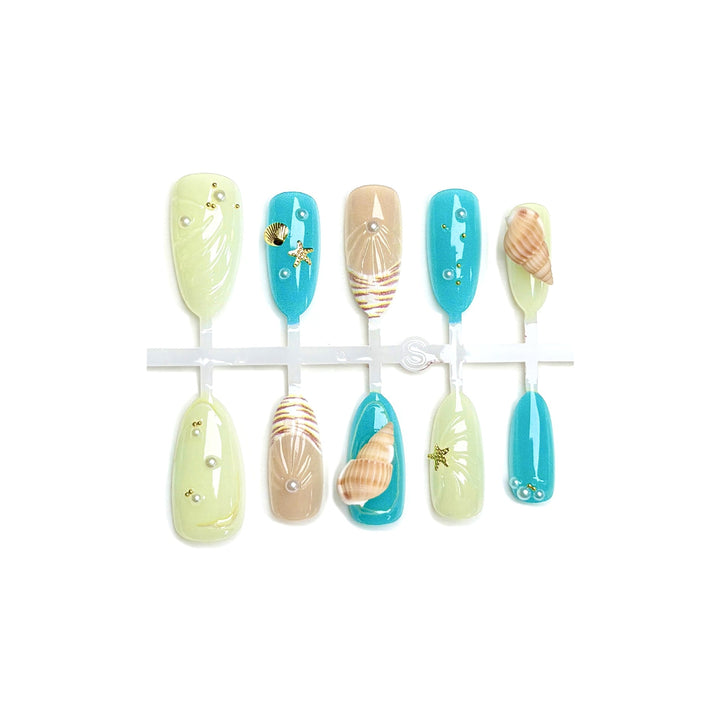 Strand-inspiriertes Press-On Nagelset