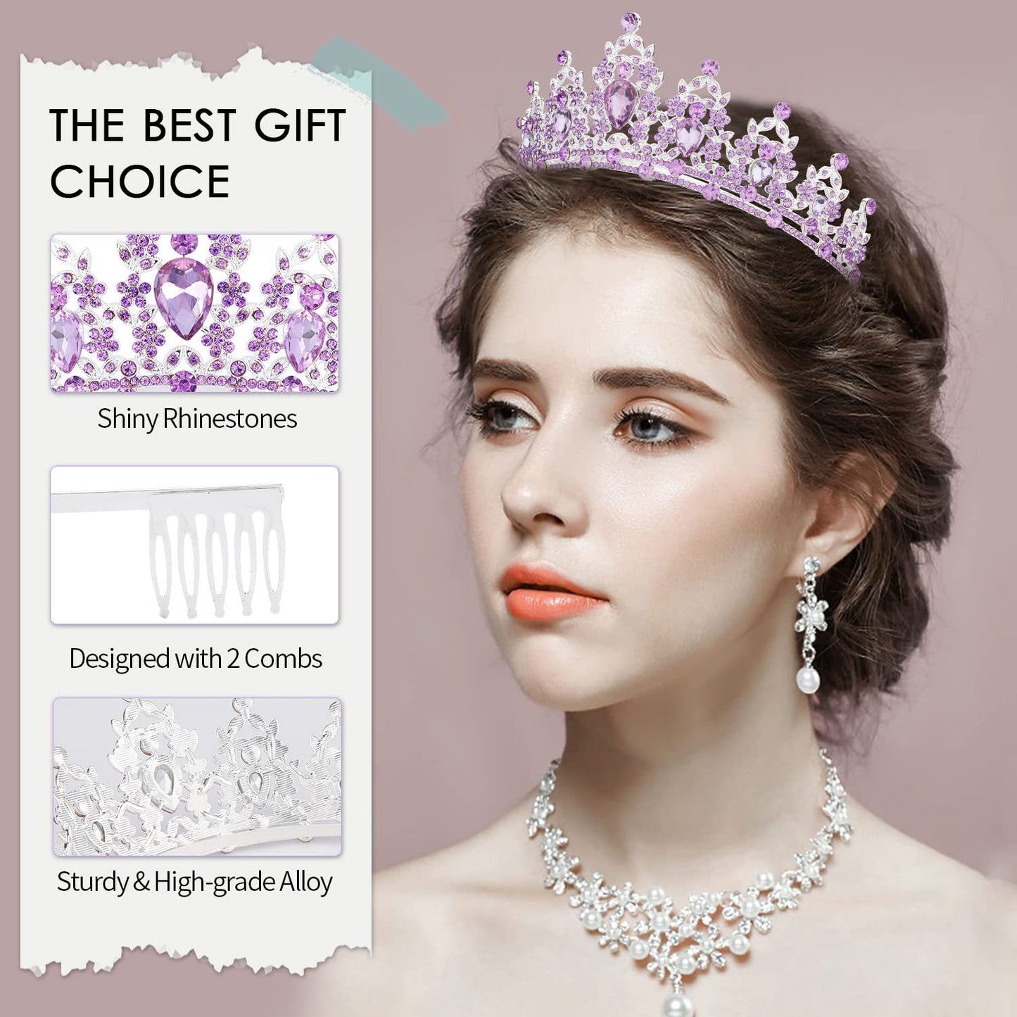 Damen Schwarz verzierte Tiara mit edlem Design Karnz
