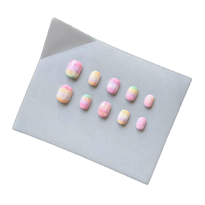 Künstlerisches Press-On Nagelset mit Ombre- und Sternendesign