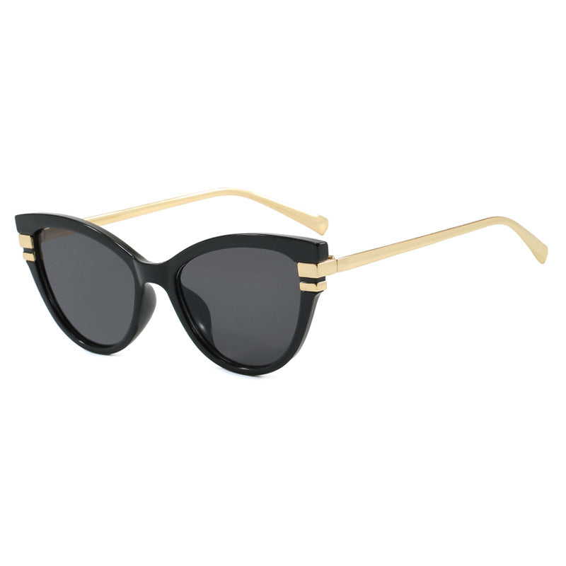 Damen Cat-Eye Sonnenbrille mit elegantem Kunststoffrahmen und goldenen Akzenten Karnz