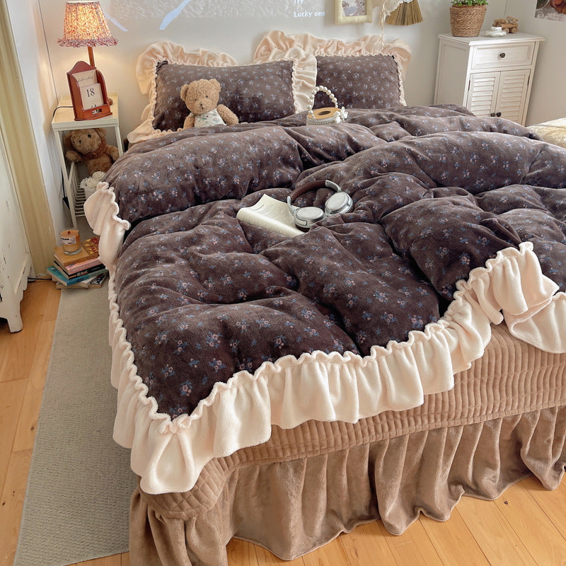 Plüsch Floral Rüsch Komfortbett-Set
