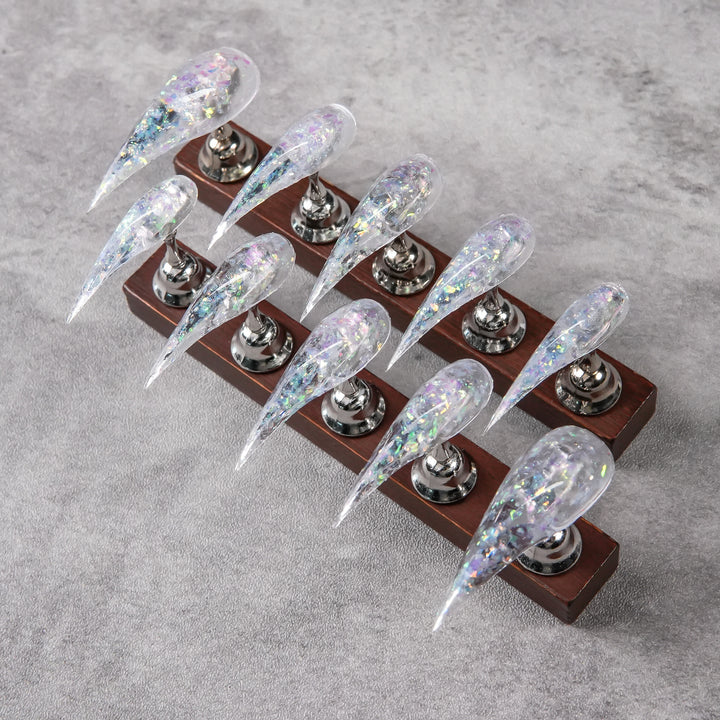 Stiletto Press-On Nail Set mit irisierendem Glitter-Finish
