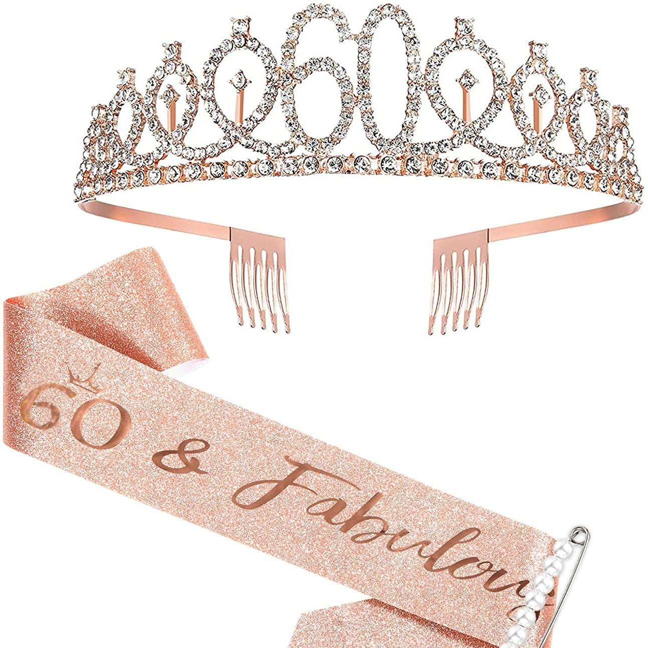 Damen Kristallverzierte Geburtstagskrone mit personalisiertem Sash Karnz