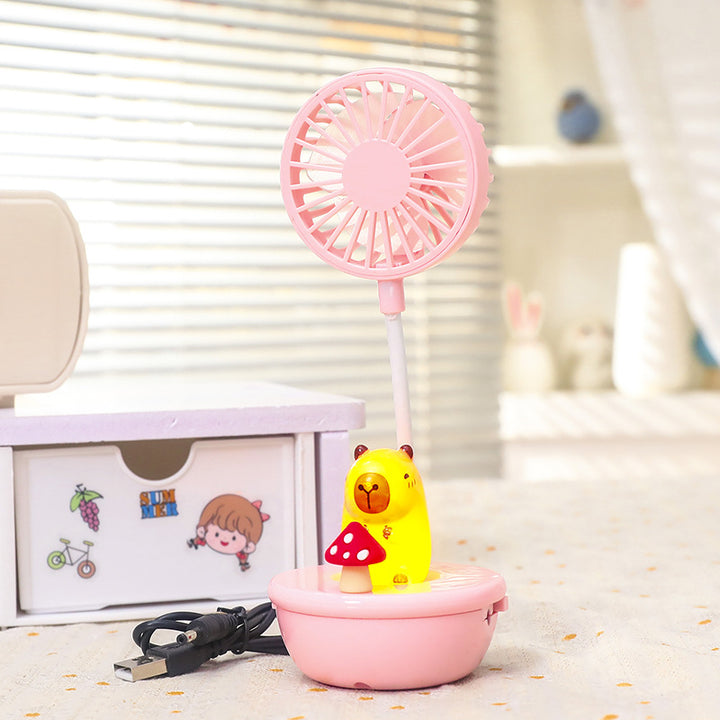 Damen Tragbarer USB Ventilator mit integrierter LED-Lampe und niedlichem Panda-Design Karnz