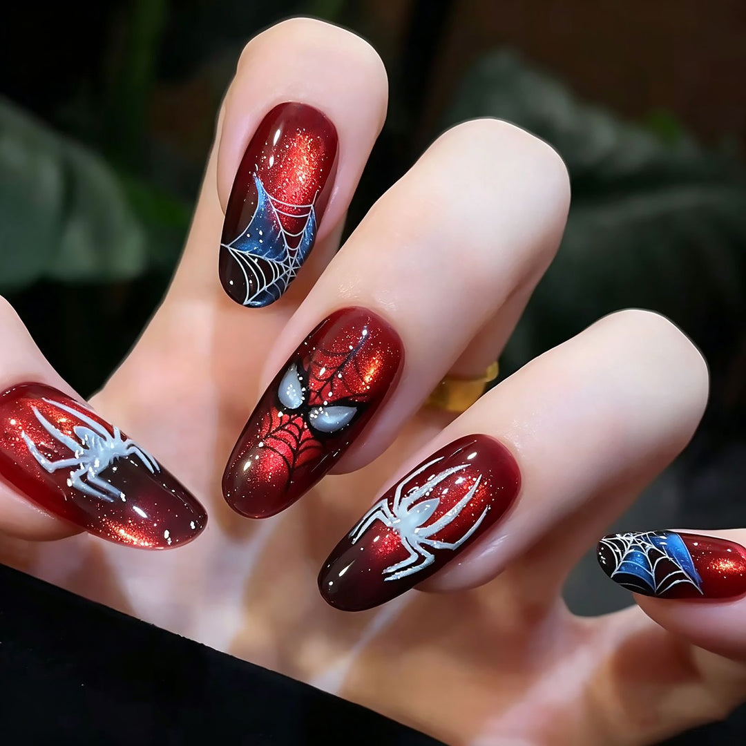 Themenbasierter Spider-Man inspirierter Press-On Nagelkunst Set Karnz