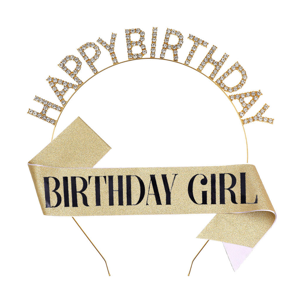 Damen Glitzernder Haarreif mit "Happy Birthday"-Aufschrift Karnz