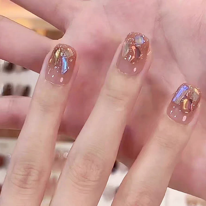 Hochwertiges Kunstnagelset mit Glitzer- und Holografischen Akzenten Karnz