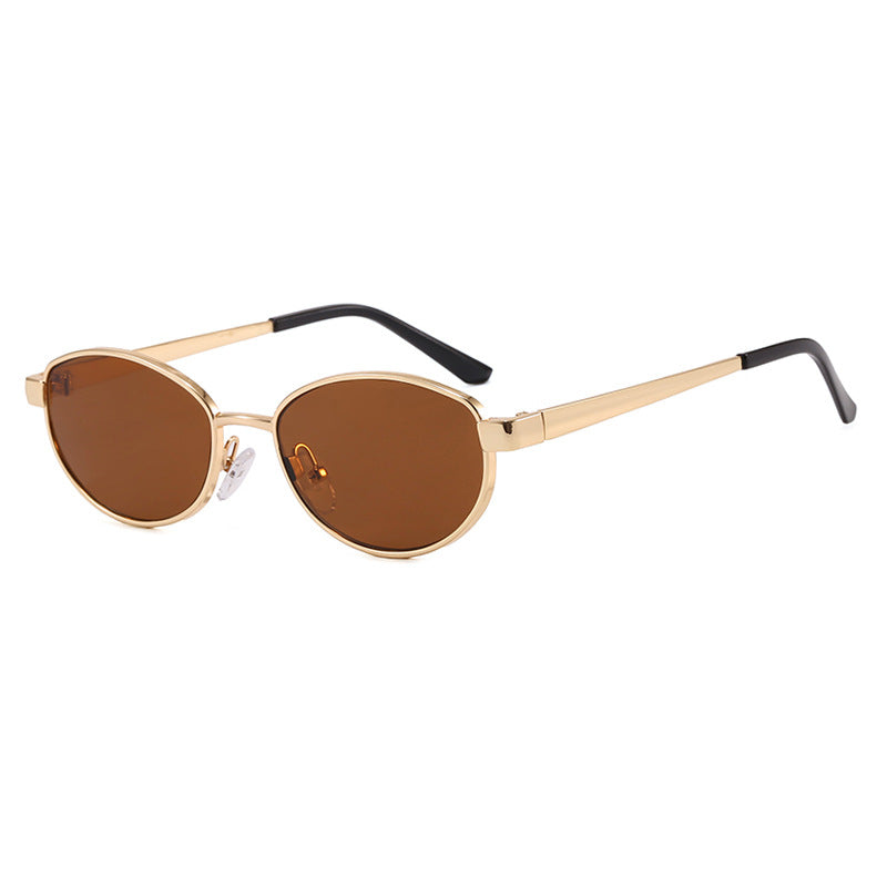 Damen modische Sonnenbrille im eleganten Ovaldesign mit hochwertigem Metallrahmen Karnz