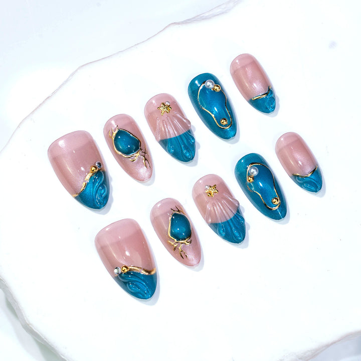 Elegantes abstraktes Press-On-Nagelkunstset