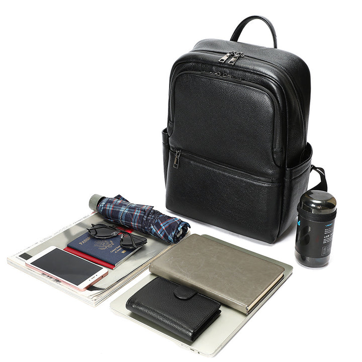 Premium Leder Mehrere Fächer Rucksack