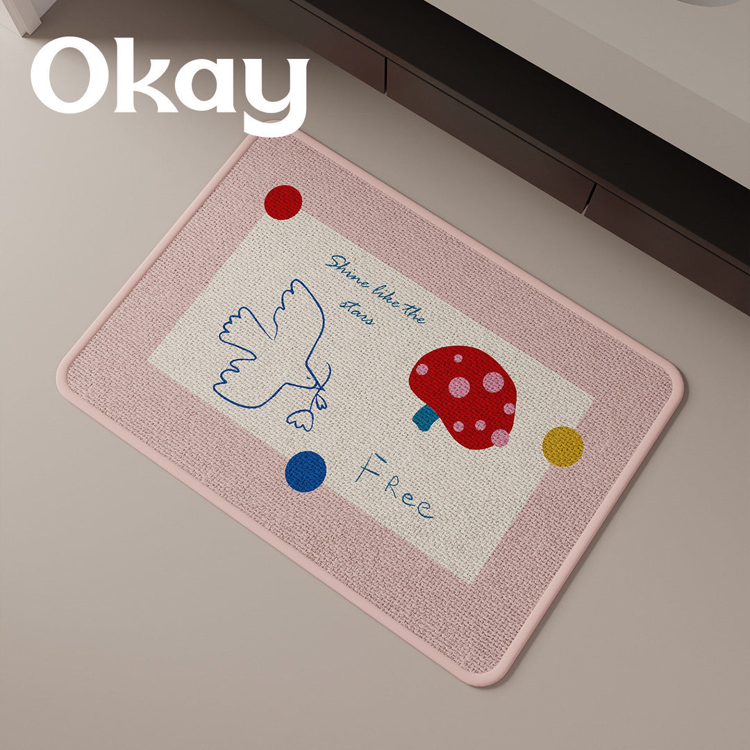Low-Profile Absorbent Microfiber Anti-Slip Cherry Motif Kitchen Mat