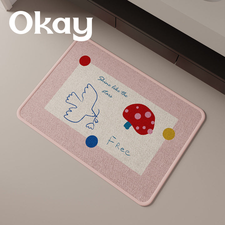 Low-Profile Absorbent Microfiber Anti-Slip Cherry Motif Kitchen Mat