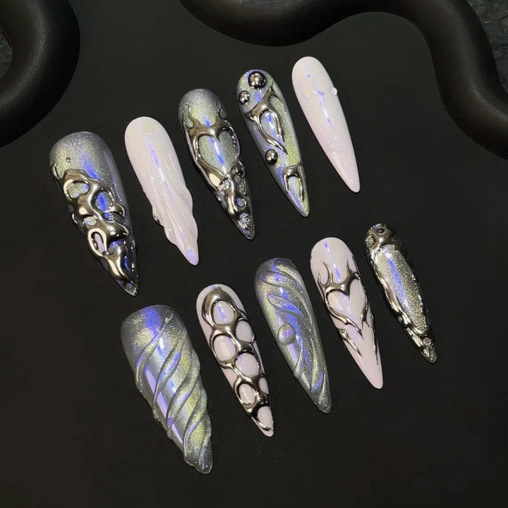 Holographisches Nagelkunst Press-On Set