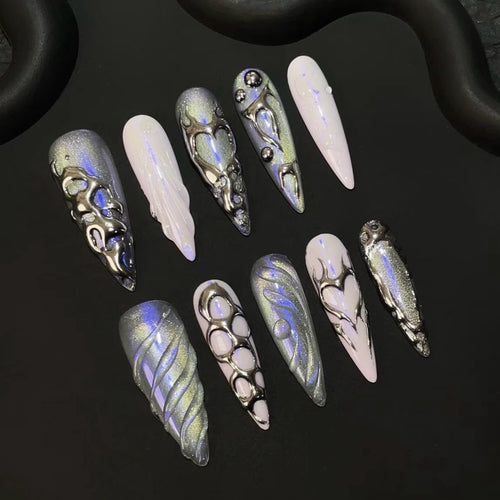Holographisches Nagelkunst Press-On Set