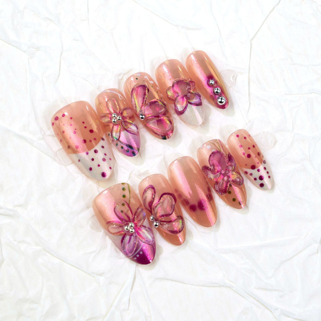 Dekoratives floral Press-On Nagelkunst Set 1790736637