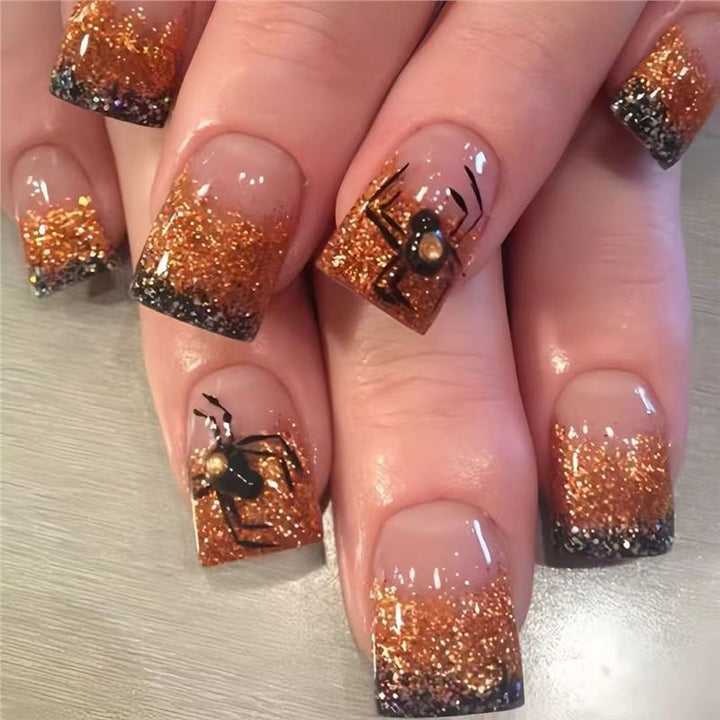 Glitzernde Spinnen-Themen-Nagelkunstverlängerungen Karnz