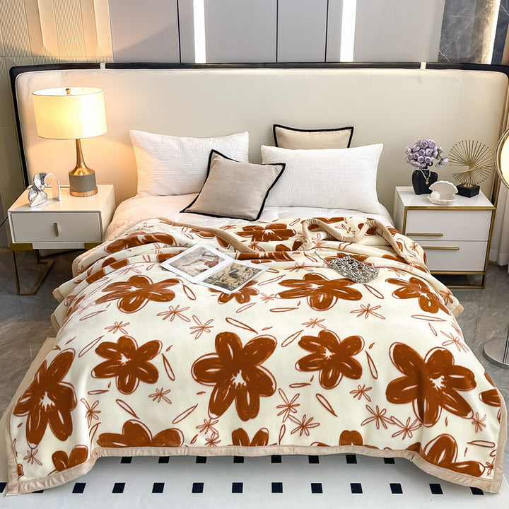 Blumengemusterte Fleece-Wurfdecke Karnz