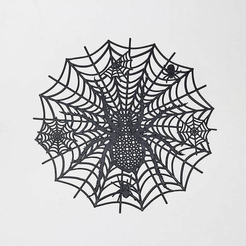 Filigrane Halloween-Tischdekoration Spinnennetz-Platzset aus flexiblem Kunststoff