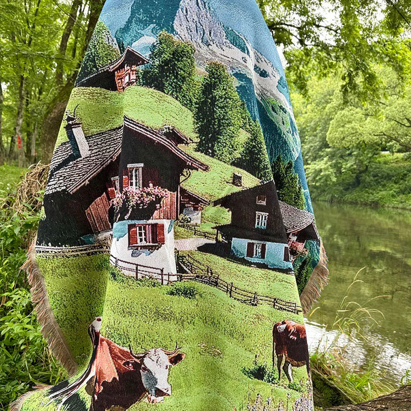 Szenische Landschaft Gewebte Wurfdecke