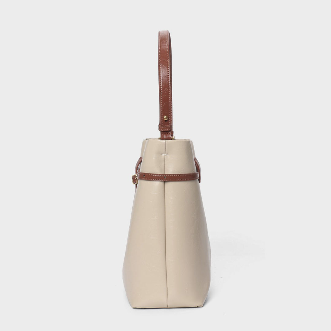 Strukturiert Leder-Look Gürteltasche Bucket Tote Schultertasche
