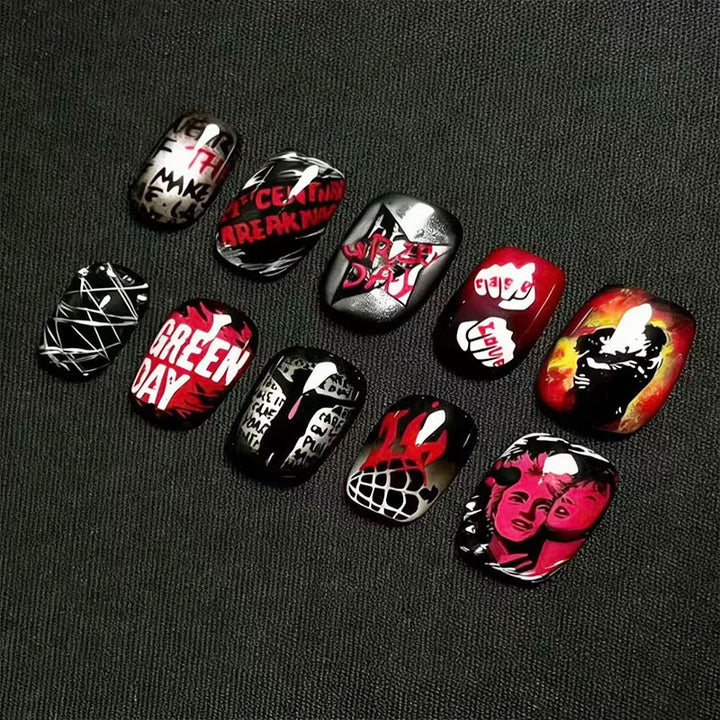 Künstlerisches katzenmotiviertes Press-On-Nagelkunstset Karnz