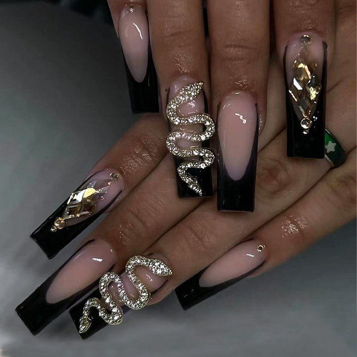 Künstliche Nagelspitzen mit glamourösem Schlangendesign Karnz