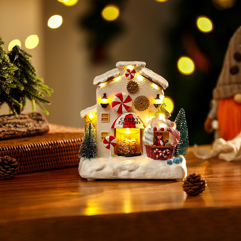 Beleuchtete Weihnachtsdorf-Dekoration mit beweglichen Figuren Karnz