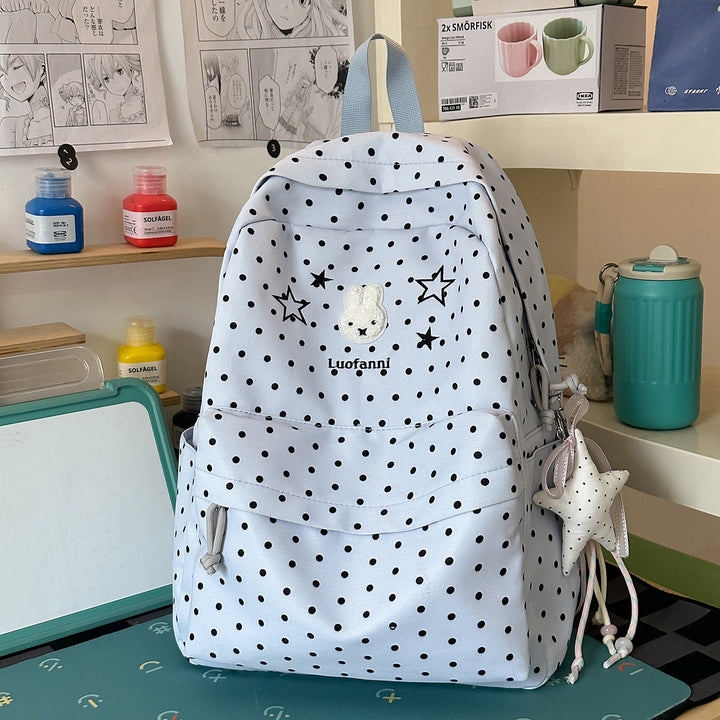 Polka Dot Rucksack mit süßen Figurenakzenten Karnz