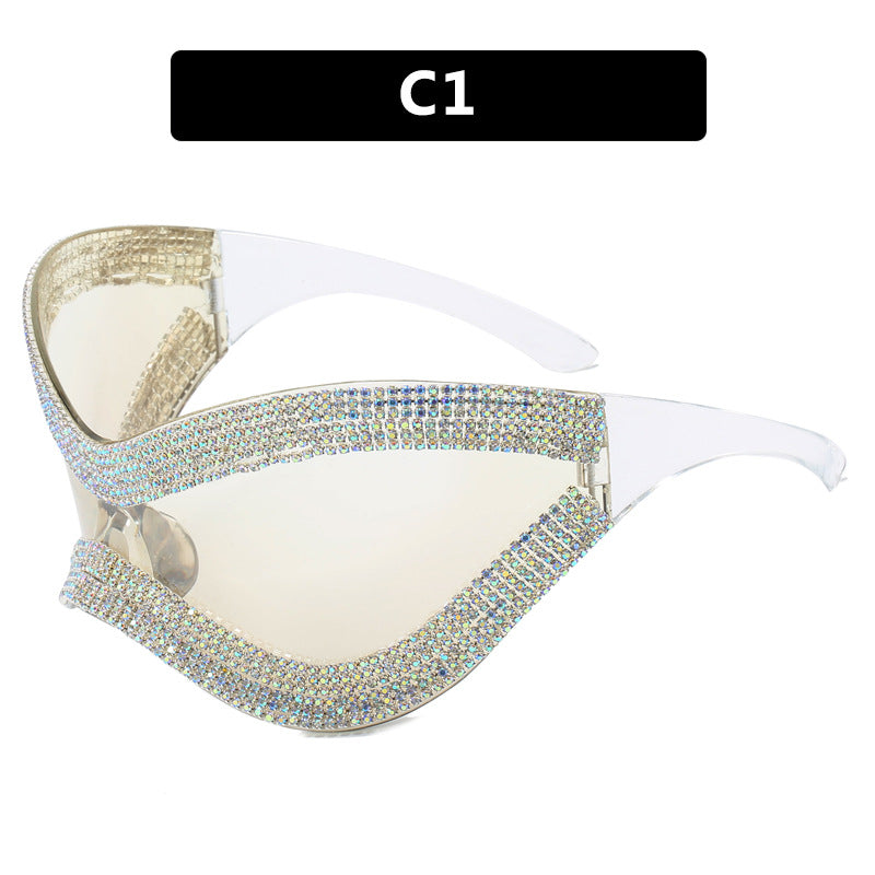 Damen glamouröse Sonnenbrille mit strassbesetztem Rahmen Karnz