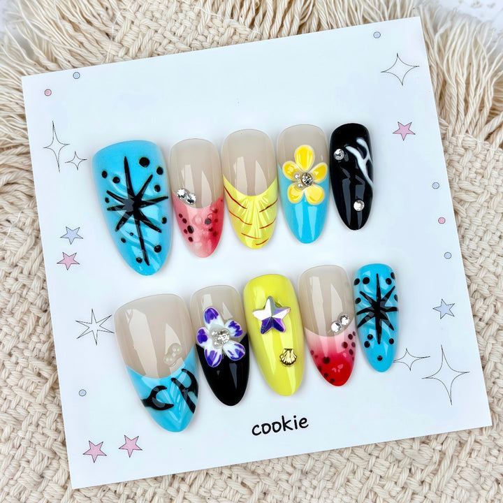 Kreatives blumenmuster Druck-Nagelset