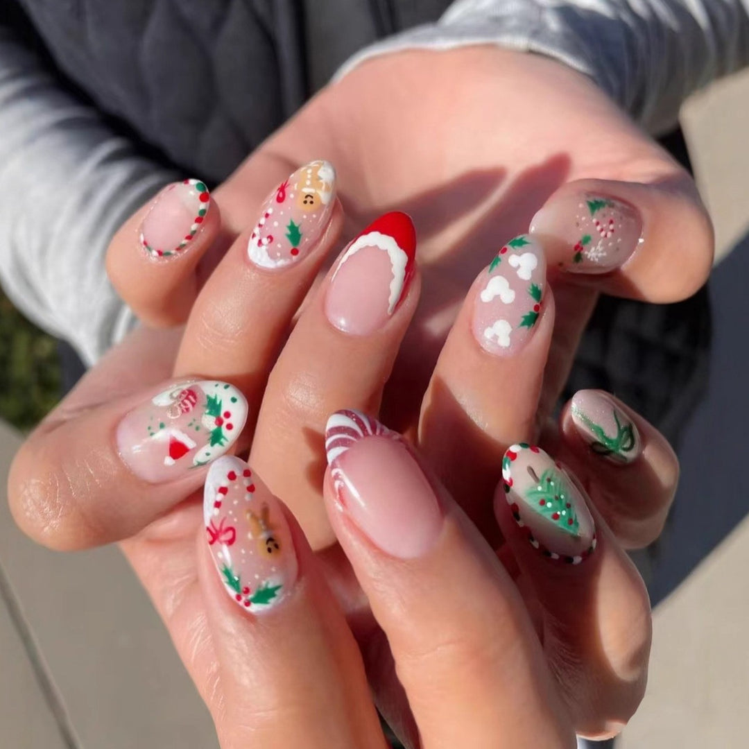 Kunstnagelset mit festlichen Weihnachtsmotiven und eleganten Designs Karnz