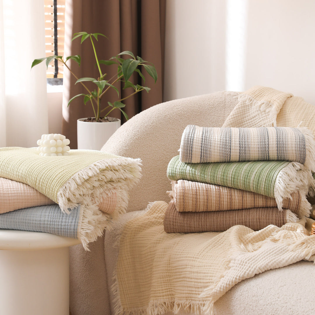 Damen moderne und stilvolle Waffelstruktur Plaid Decke Karnz