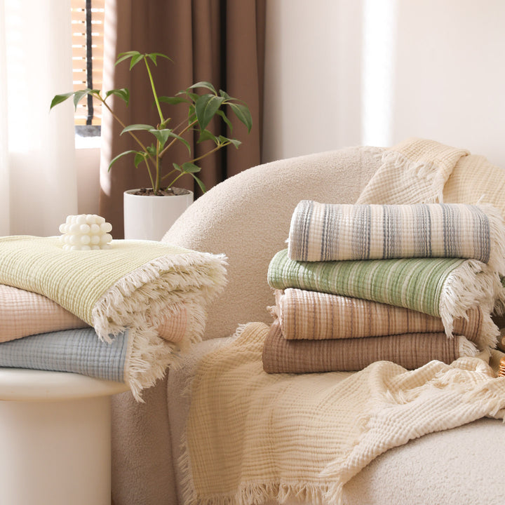 Damen moderne und stilvolle Waffelstruktur Plaid Decke Karnz