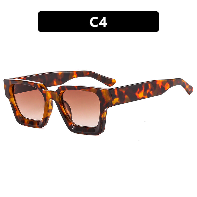 Damen modische quadratische Sonnenbrille mit robustem Rahmen und gelben Gläsern Karnz