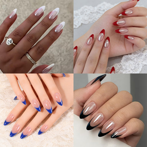 Elegante Französische Spitze Acryl-Nagelerweiterungen Karnz