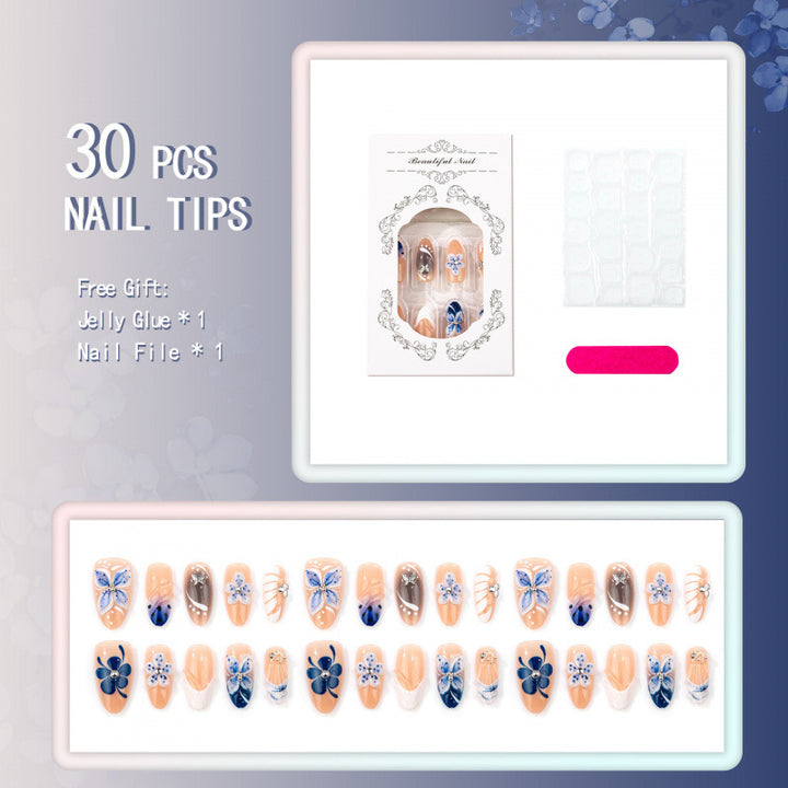 Künstlerisches florales Acryl Press-On-Nagel-Set