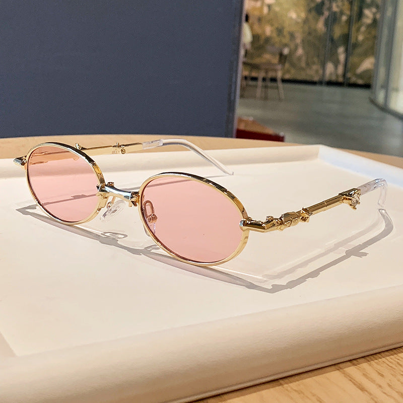 Damen modische Brille mit elegantem Metallgestell und leicht gefärbten Gläsern Karnz