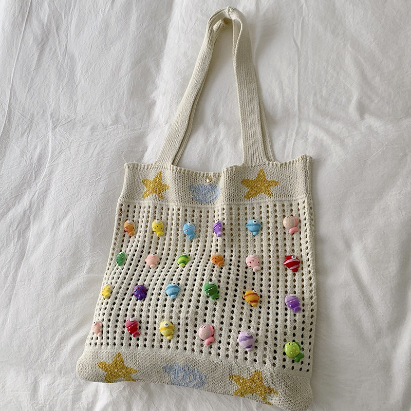 Bunte Dekorative Häkel Tote Bag Karnz