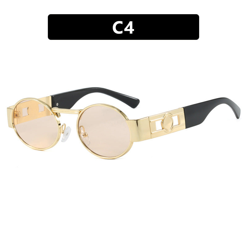 Damen runde Sonnenbrille mit modischem Metallrahmen und UV-Schutz Karnz