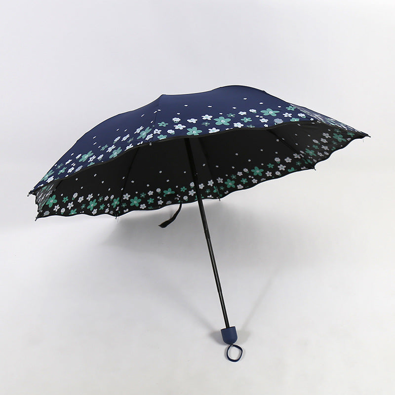 Damen Falt-Regenschirm mit detailliertem Floraldesign Karnz