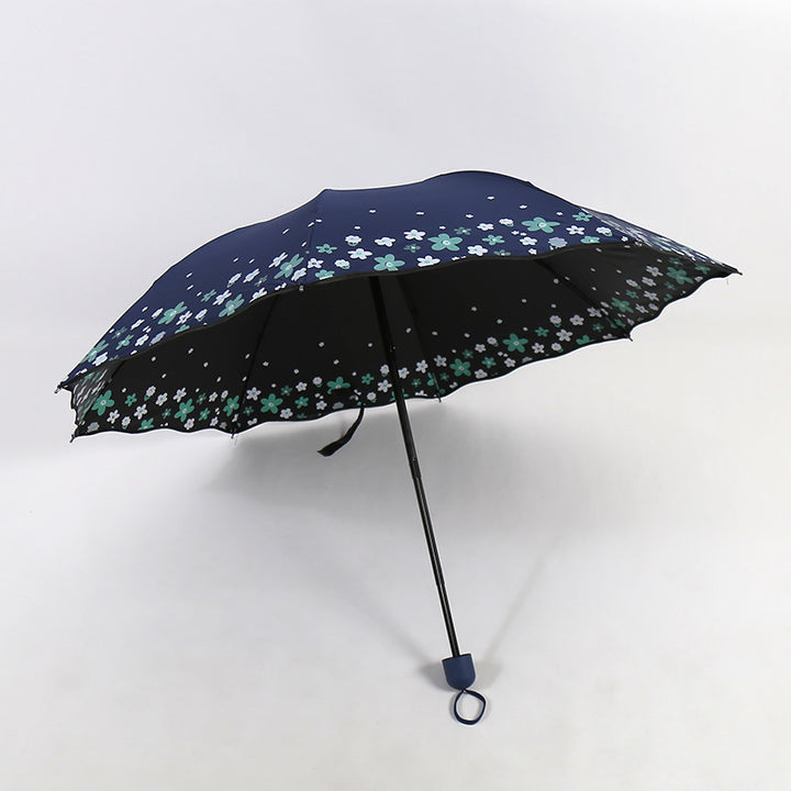 Damen Falt-Regenschirm mit detailliertem Floraldesign Karnz