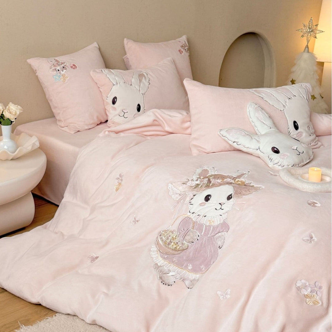 Kinderplüsch-Hase Applikation Bettwäsche Set