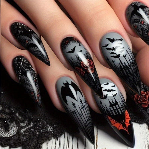 Gothic-Themen Lange Stiletto Nagelkunst
