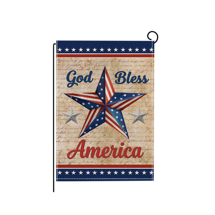 Outdoor Jute Gartenflagge mit patriotischem Fourth of July Einmachglas Blumengrussdesign