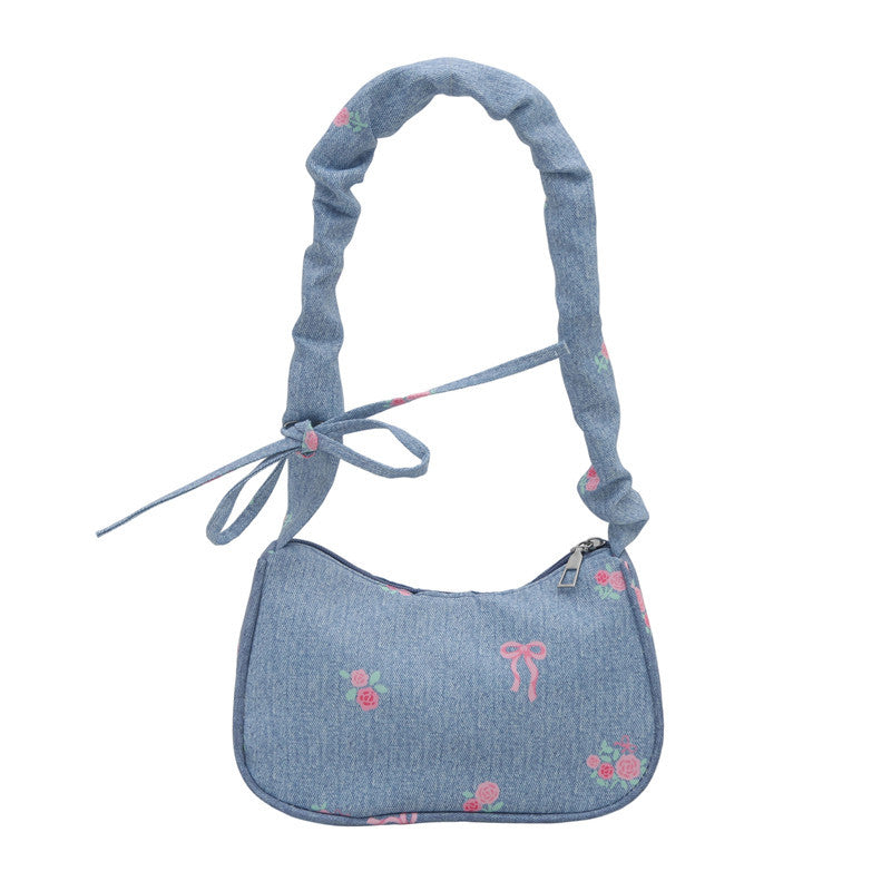 Bestickte Jeans Schultertasche Karnz